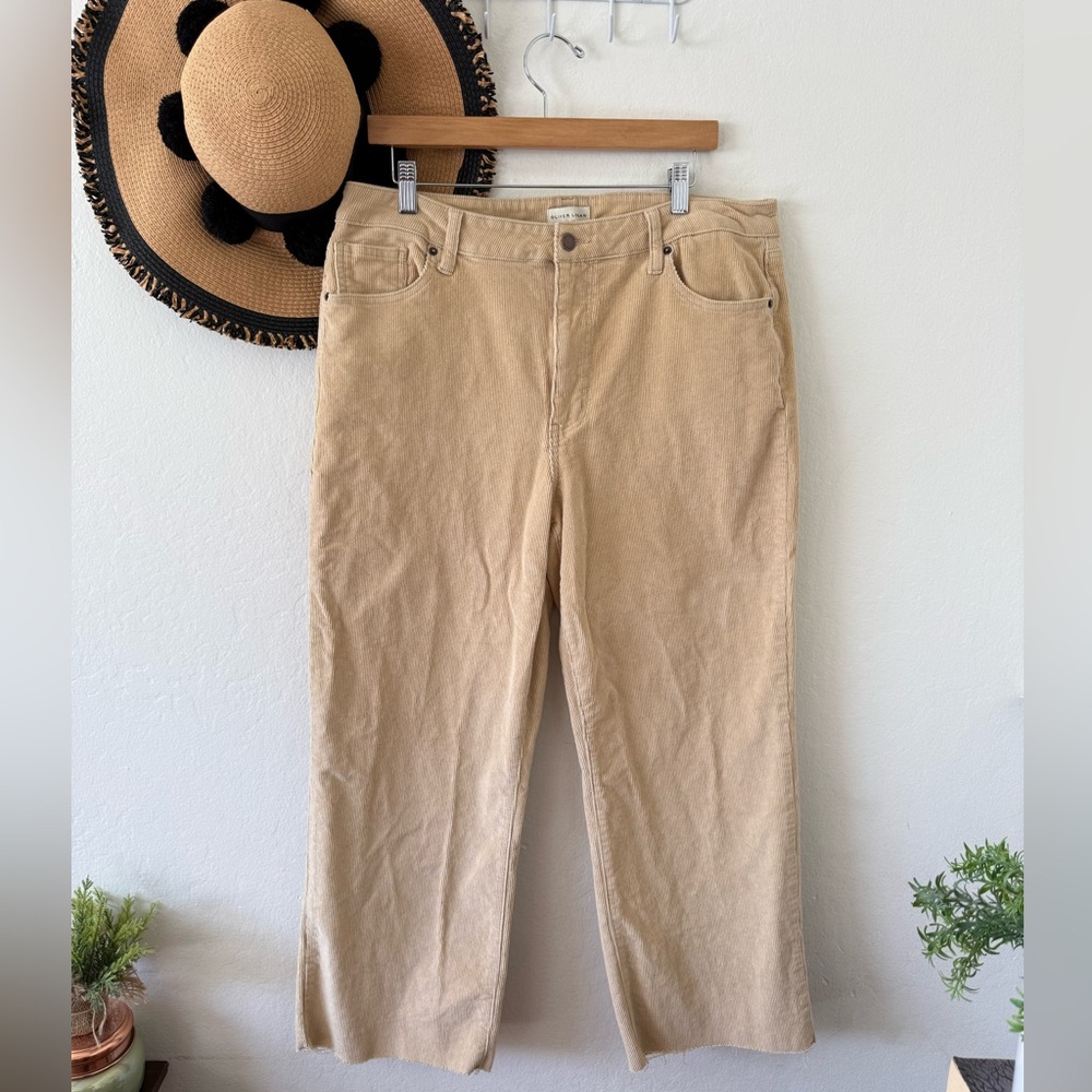 Oliver Logan Aberdeen Tan Wide Leg Crop Corduroy Pants Size 33 - Picture 7 of 13
